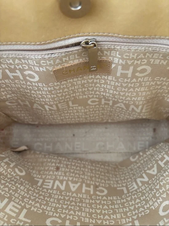 CHANEL Camel Embossed Checker Tote - Picture 7 of 8